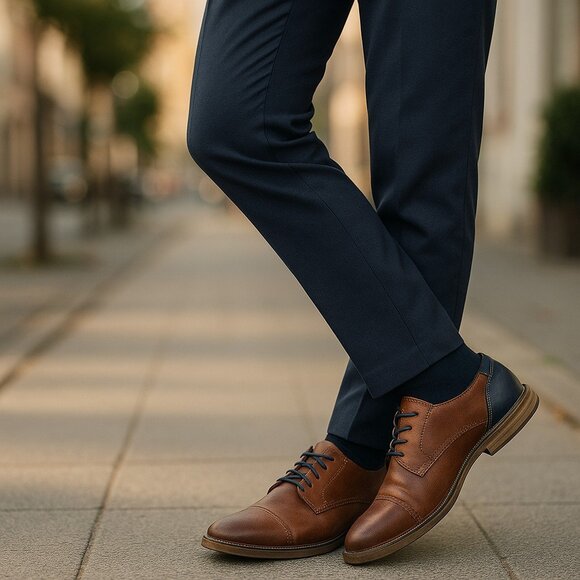Restoration Other - RESTORATION Lowry Leather Dress Shoes 12 Cognac Captoe Derby Leather Oxfords